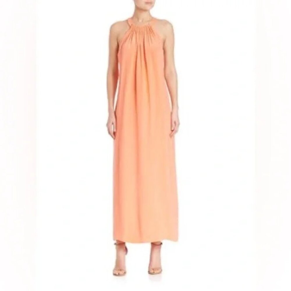 Kobi Halperin Penelope Sleeveless Gathered Maxi Dress, Peach Silk, Womens Size M